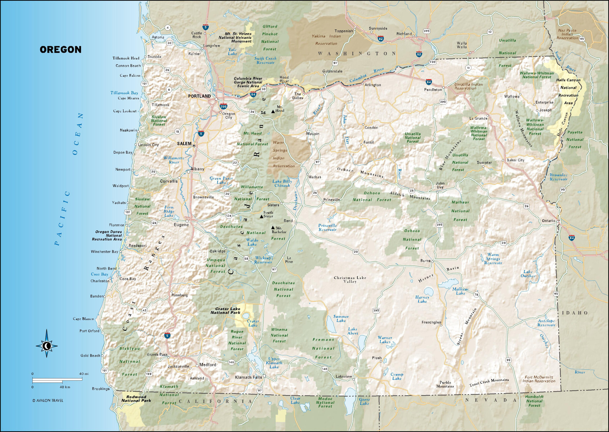 Free Printable Map of Oregon with Cities